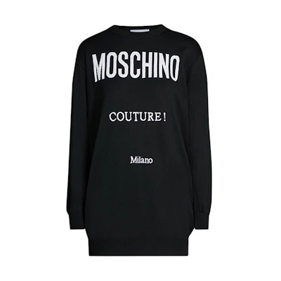 (Women) Moschino Letter Print Long Sweatshirt Black EA0483-0504-2555