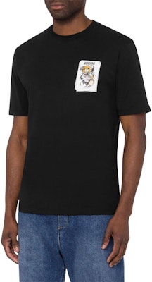 (W) 모스키노 로고 프린트 블랙 크루넥 반팔 티셔츠. V07135241-BLACK Lookbook (W) 모스키노 로고 프린트 블랙 크루넥 반팔 티셔츠. V07135241-BLACK