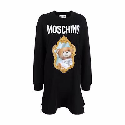 (Women) MOSCHINO Minimalist Teddy Bear Print Long Sleeve Sweatshirt Dress V0458-5428-7555
