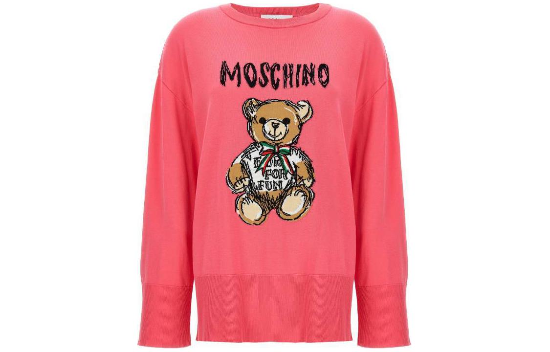 (Women) Moschino  Pink Cartoon Bear Print Long-Sleeve Sweater V0912-0502-5208