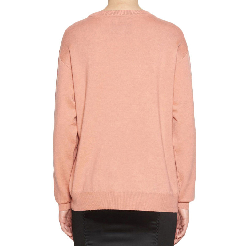 Shop (W) MOSCHINO Sweater Wol Rajut Lengan Panjang Pink Crewneck EV0919-5501-1147