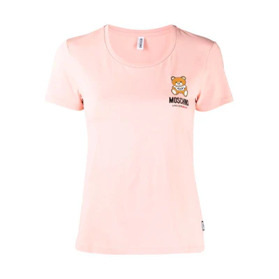 (Women) MOSCHINO Pink Logo Print Short Sleeve T-Shirt. A1912-9003-0169