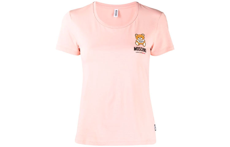 Order (W) MOSCHINO 粉色Logo印花短袖T恤。 A1912-9003-0169