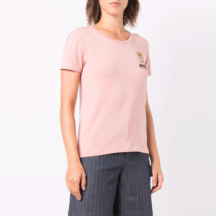 Purchase (W) MOSCHINO 粉色Logo印花短袖T恤。 A1912-9003-0169