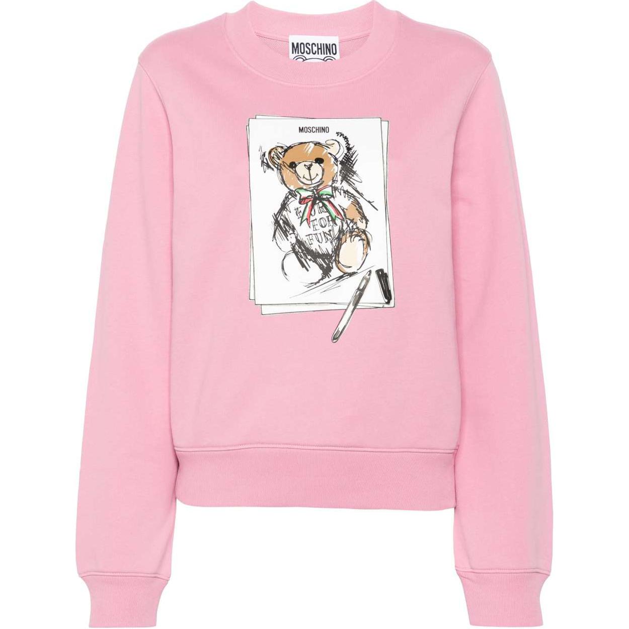 (Women) MOSCHINO  Pink Oversized Knit Texture Long-Sleeve Sweatshirt. V170755281181