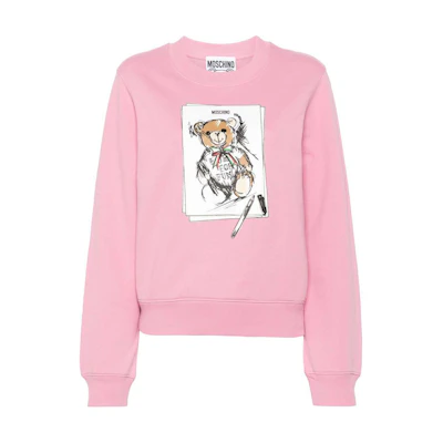 (Women) MOSCHINO Pink Oversized Knit Texture Long-Sleeve Sweatshirt. V170755281181