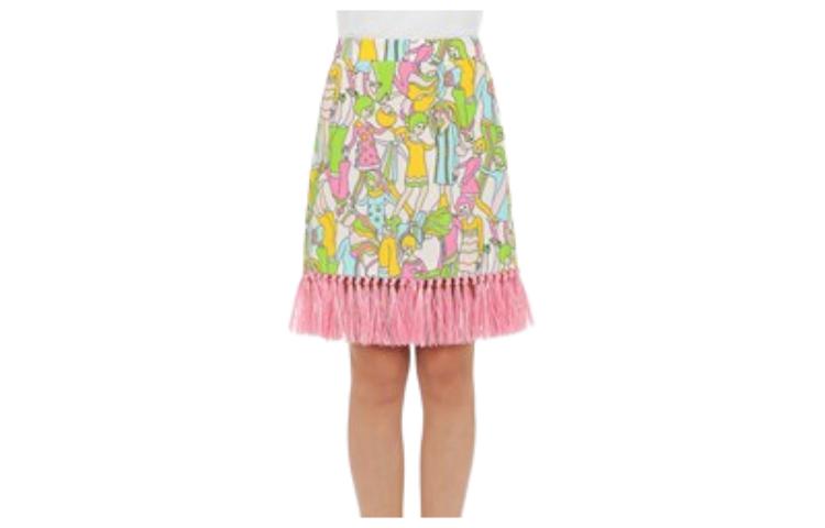 (Women) Moschino  Pink Patterned Fringe Casual Skirt. A0101-0849-1009