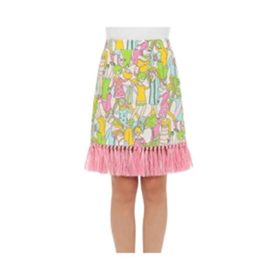 (Women) Moschino Pink Patterned Fringe Casual Skirt. A0101-0849-1009