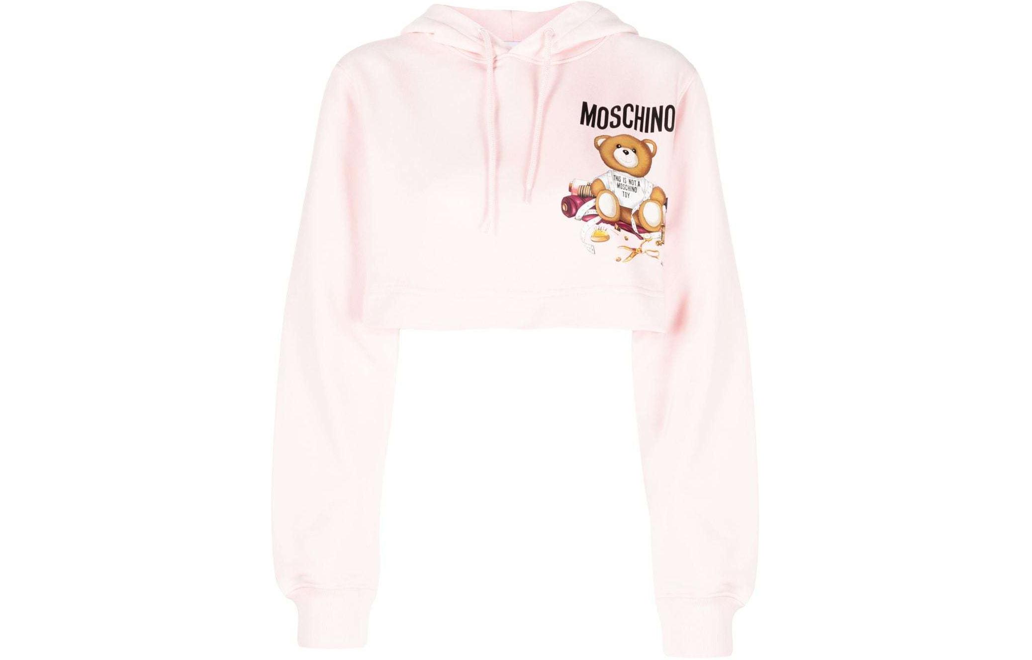 (Women) MOSCHINO  Pink Ribbed Knit Sweatshirt with Straight Hem. V1711-5528-1223