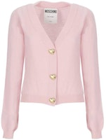 (Women) MOSCHINO Pink Solid V-Neck Single-Breasted Knit Cardigan. 0936-5503-0223 (Women) MOSCHINO Pink Solid V-Neck Single-Breasted Knit Cardigan. 0936-5503-0223