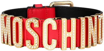 (Women) MOSCHINO Red Suede Belt with Fashion Letter Logo. 2 A 7750 8002 0215 (Women) MOSCHINO Red Suede Belt with Fashion Letter Logo. 2 A 7750 8002 0215