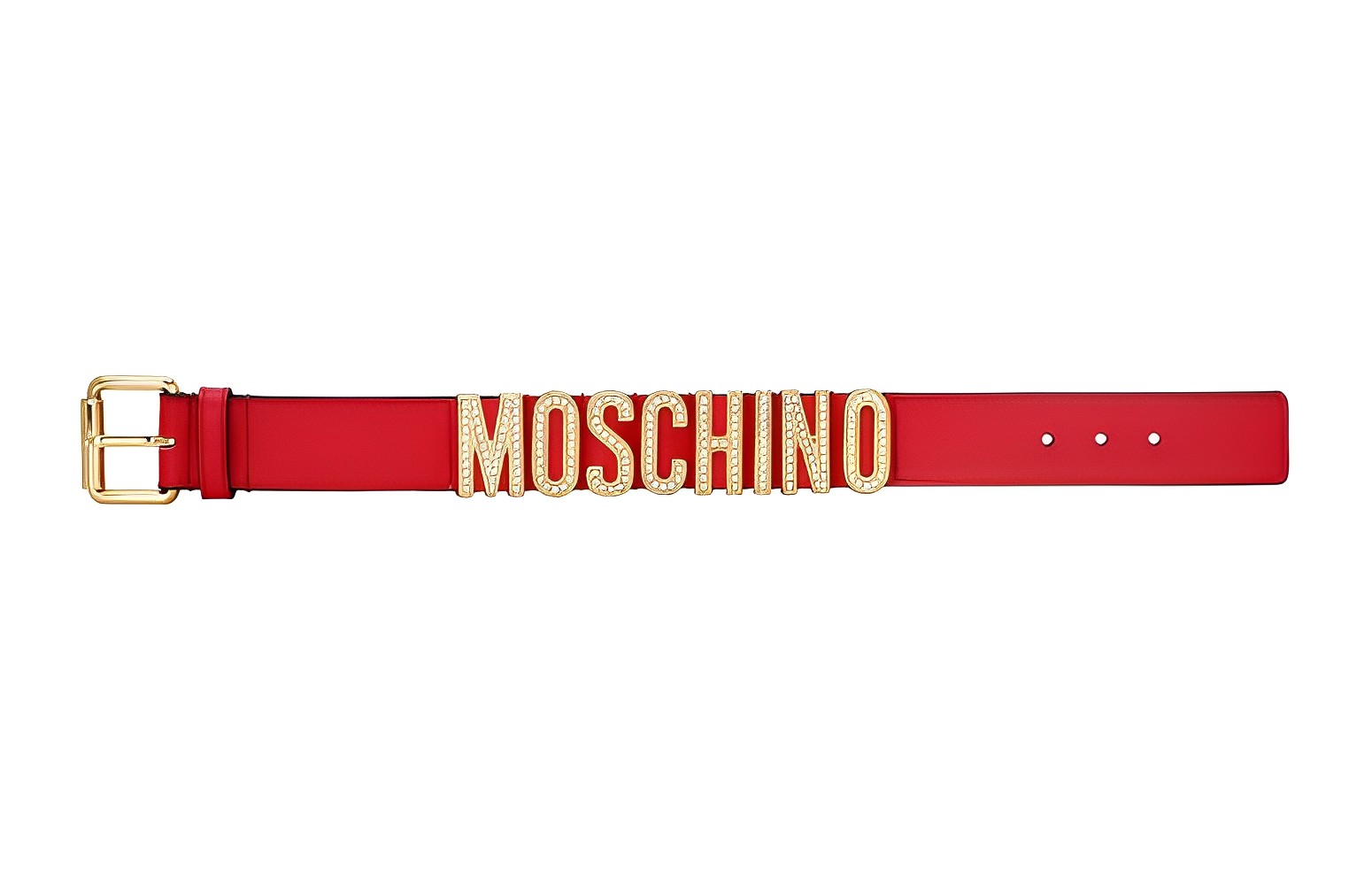 Shop (W) MOSCHINO 红色麂皮腰带时尚字母标志扣。 2 A 7750 8002 0215