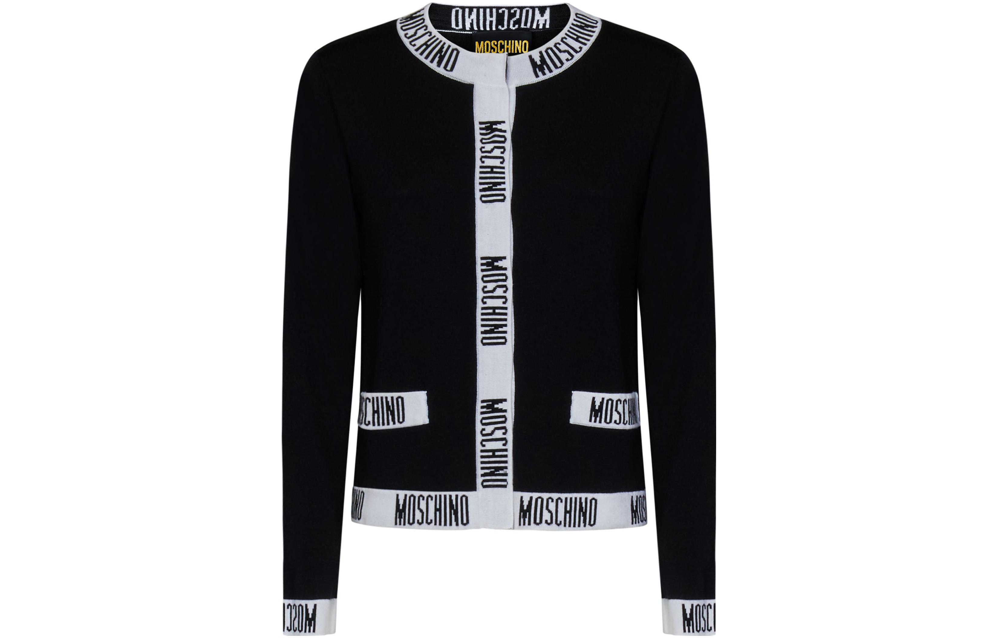 Order (W) MOSCHINO 修身字母印花长袖针织开衫黑色 A0923-5400-3555