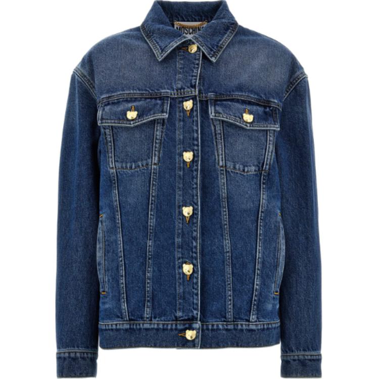 (Women) MOSCHINO  Solid Color Button-Up Denim Jacket in Blue A0502-5522-0295