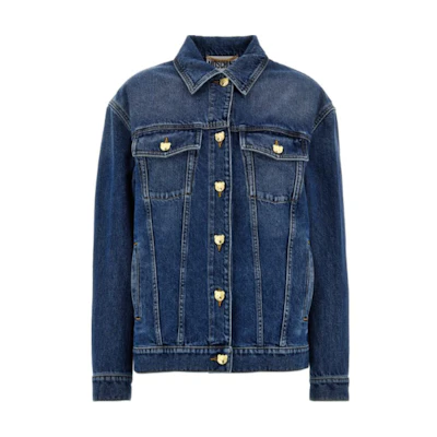 (Women) MOSCHINO Solid Color Button-Up Denim Jacket in Blue A0502-5522-0295