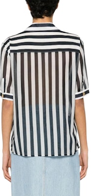 (W) MOSCHINO Camisa de Manga Corta a Rayas en Blanco y Negro. A0208-0544-1555 Shop (W) MOSCHINO Camisa de Manga Corta a Rayas en Blanco y Negro. A0208-0544-1555