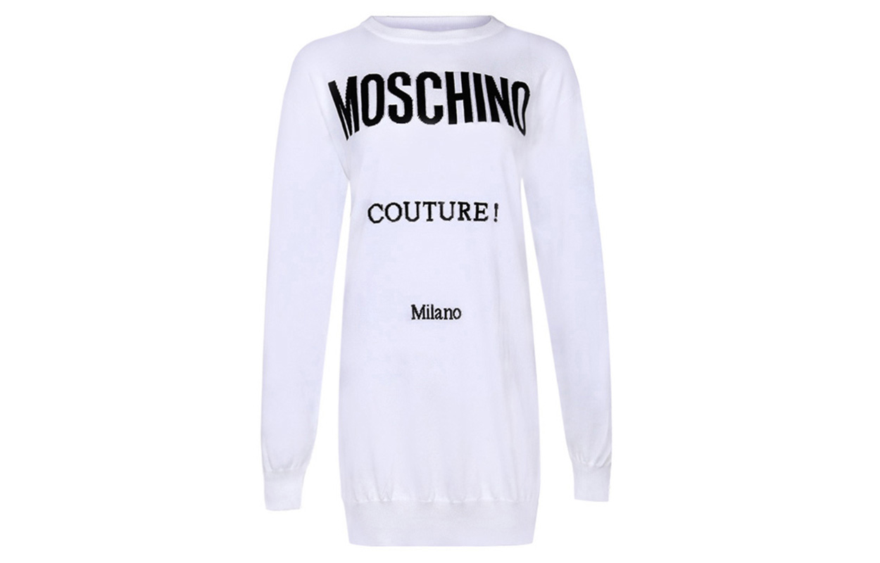 (Women) MOSCHINO  White Long Sweatshirt with Letter Print Design. EA0483-0504-2001
