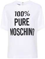 (Women) MOSCHINO White Short-Sleeve Shirt with Letter Print and Zipper Detail J0215-0533-1001 (Women) MOSCHINO White Short-Sleeve Shirt with Letter Print and Zipper Detail J0215-0533-1001