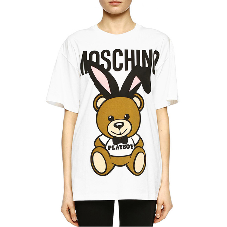Shop (W) MOSCHINO 白色兔耳泰迪熊設計T恤 V0703-0540-1001