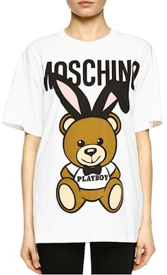 (W) MOSCHINO 白色兔耳泰迪熊設計T恤 V0703-0540-1001 Shop (W) MOSCHINO 白色兔耳泰迪熊設計T恤 V0703-0540-1001