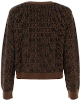 Lookbook (Women) MOSCHINO All-Over Logo Brown Crewneck Long Sleeve Sweatshirt Women. A0902-7700-1103