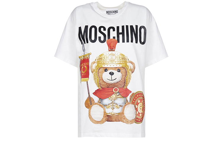 (Women) MOSCHINO Armor Bear Oversized Cotton T-Shirt  White. 0703-5540-1002