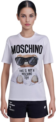(W) MOSCHINO 女裝小熊刺繡短袖白色寬鬆T恤。 E-V0706-5540-1001 Cheap (W) MOSCHINO 女裝小熊刺繡短袖白色寬鬆T恤。 E-V0706-5540-1001