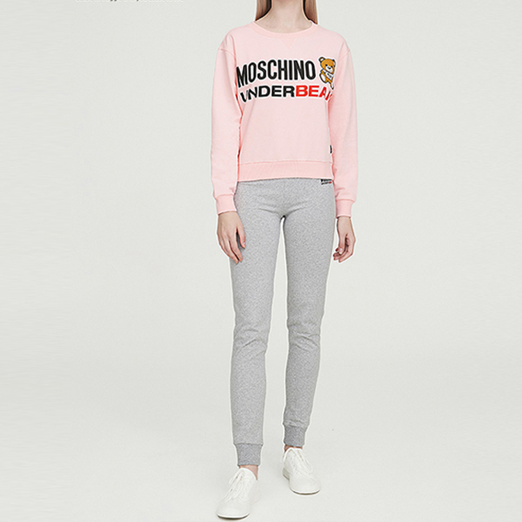 Cheap (Women) Moschino Bear Logo Cotton Sweatshirt Pink Z-A1709-9012-0133