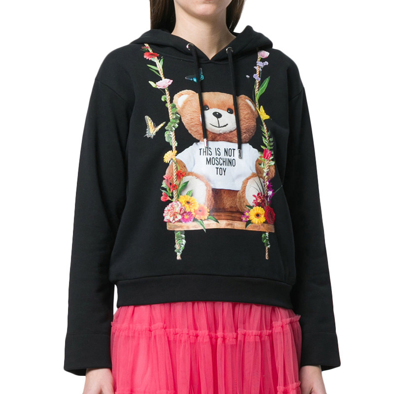 Purchase (W) 모스키노 블랙 후드 스웻셔츠 D-T1703-0427-1555