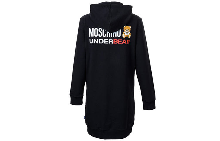 Lookbook (Women) Moschino Black Long Hoodie Jacket with Teddy Bear Design A1715-9001-0555