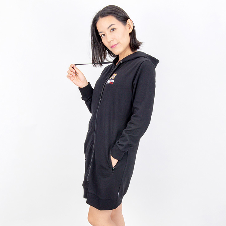 Purchase (Women) Moschino Black Long Hoodie Jacket with Teddy Bear Design A1715-9001-0555