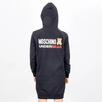 (Women) Moschino Black Long Hoodie Jacket with Teddy Bear Design A1715-9001-0555 Details for (Women) Moschino Black Long Hoodie Jacket with Teddy Bear Design A1715-9001-0555