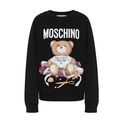 (Women) Moschino Black Pullover Sweatshirt with Bear Logo Print A1706-5528-1555
