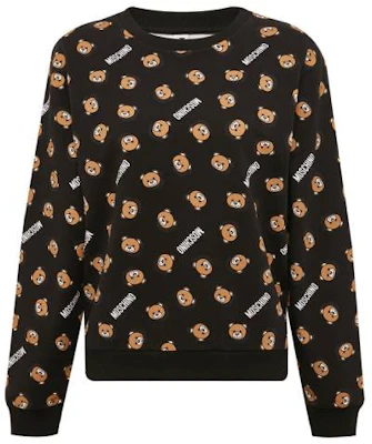 (Women) Moschino Black Teddy Bear Print Cartoon Sweatshirt A1723-9017-1555 Order (Women) Moschino Black Teddy Bear Print Cartoon Sweatshirt A1723-9017-1555