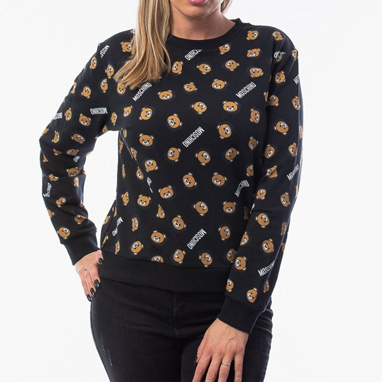 Purchase (Women) Moschino Black Teddy Bear Print Cartoon Sweatshirt A1723-9017-1555