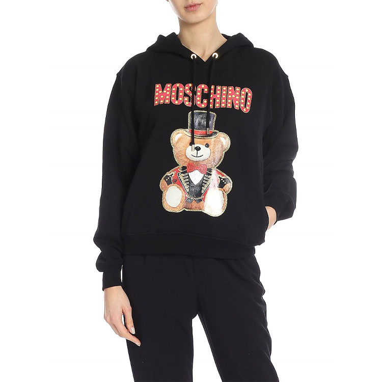 Shop (W) MOSCHINO 馬戲熊卡通圖案黑色長袖上衣 - 時尚款式。 E-T1704-0527-2555