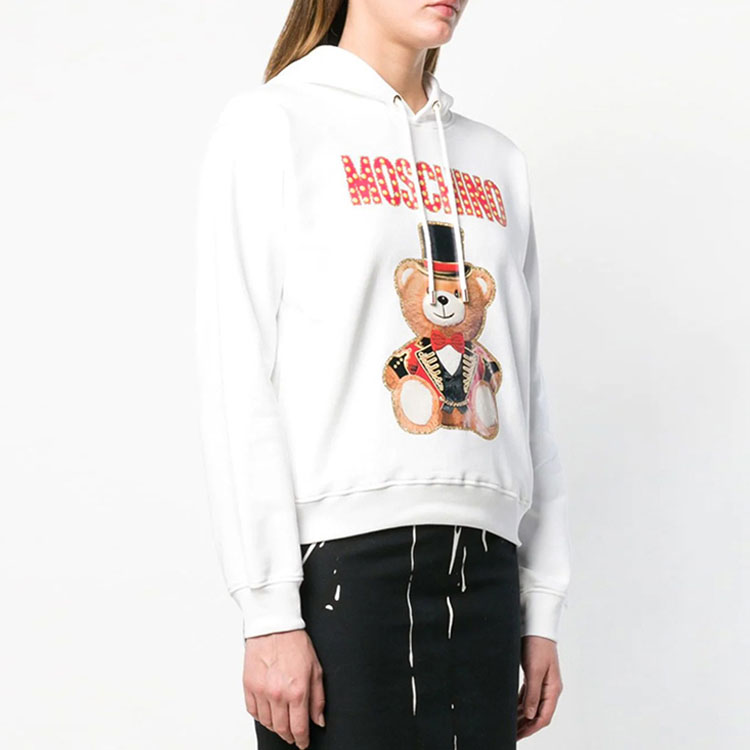 Shop (Women) Moschino Circus Bear Print Hoodie Off-White V1704-0527-2001