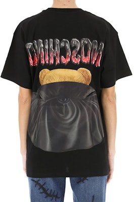 (W) モスキーノ デビルバット テディベアプリント ブラックTシャツ V0711-0540-1555 Purchase (W) モスキーノ デビルバット テディベアプリント ブラックTシャツ V0711-0540-1555