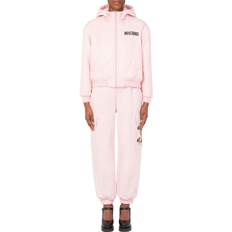 Lookbook (W) MOSCHINO FF23 粉紅色泰迪熊印花女士休閒連帽衫 A05285515