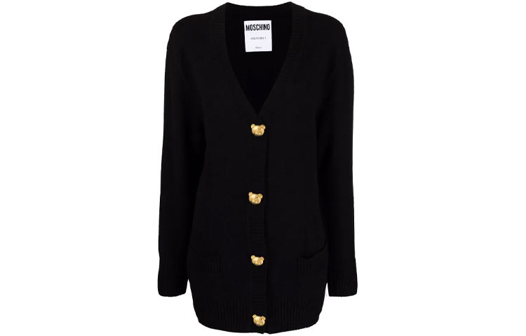 Order (W) MOSCHINO 2021秋冬黑色纽扣针织开衫毛衣. A920-5505-0555