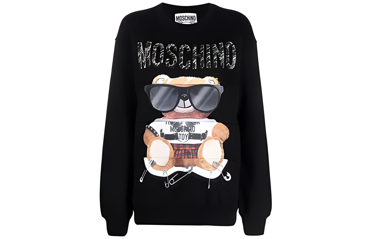 (Women) MOSCHINO FW21  Black Logo Cartoon Print Oversized Sweatshirt. 17135-527A-3555
