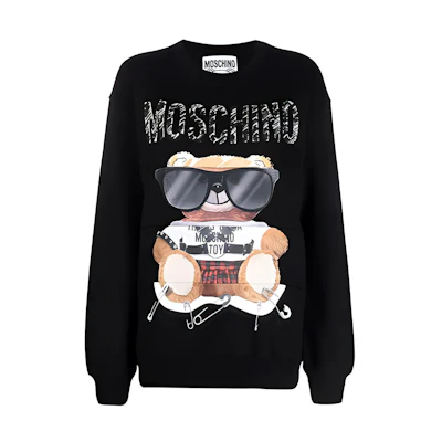 (Women) MOSCHINO FW21 Black Logo Cartoon Print Oversized Sweatshirt. 17135-527A-3555