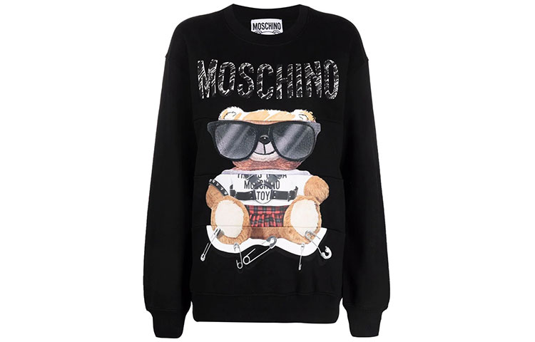 Order (W) MOSCHINO FW21黑色卡通印花大Logo寬鬆版衛衣 17135-527A-3555