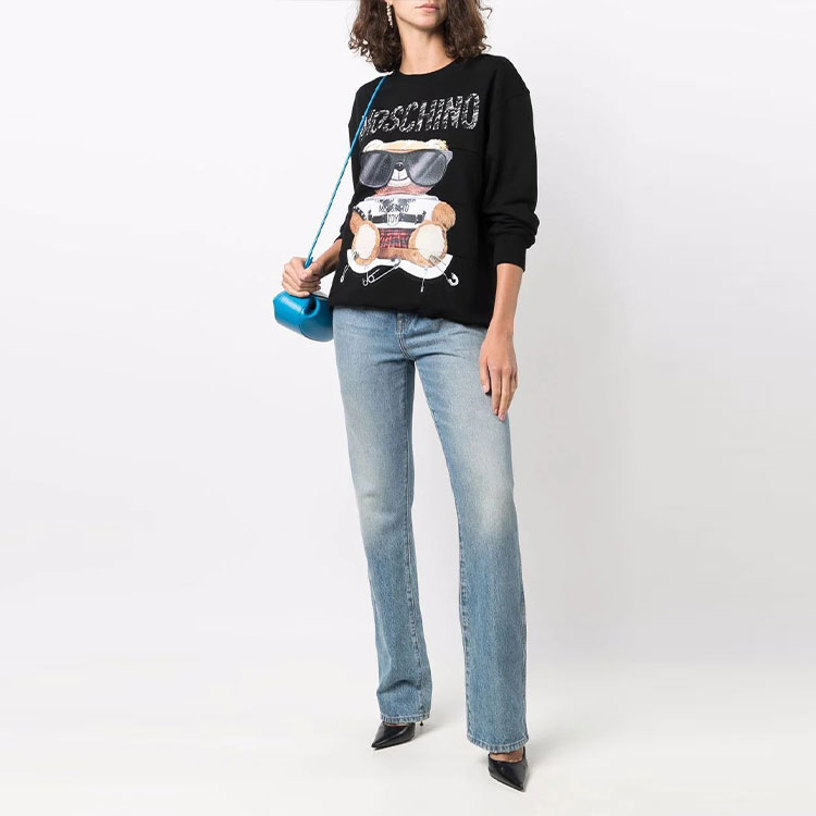 Lookbook (W) MOSCHINO FW21黑色卡通印花大Logo寬鬆版衛衣 17135-527A-3555