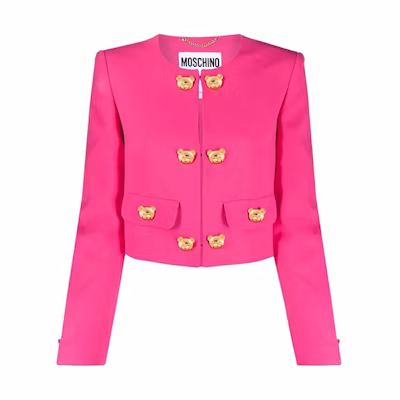 (Women) MOSCHINO FW21 Pink Single-Breasted Cropped Jacket. A0505-5525-0217