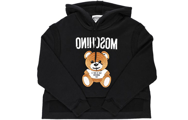 Shop (W) MOSCHINO FW21 泰迪標誌短版連帽上衣 黑色 A1711-0427-1555