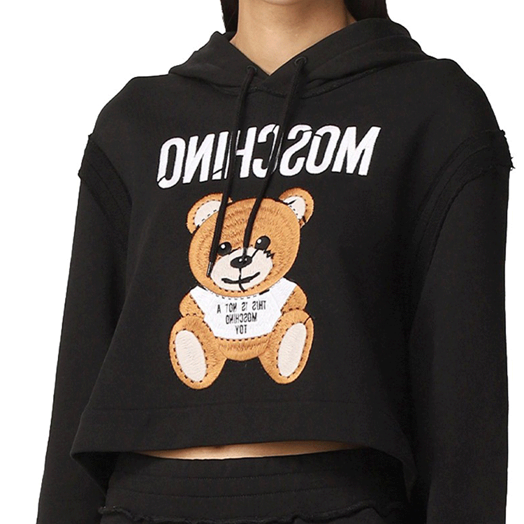 Details for (W) MOSCHINO FW21 泰迪標誌短版連帽上衣 黑色 A1711-0427-1555