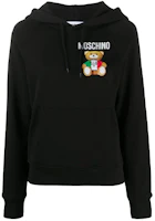 (Women) Moschino FW21 Black Hoodie with Cartoon Bear Print MAP211A1711-0527-1555 (Women) Moschino FW21 Black Hoodie with Cartoon Bear Print MAP211A1711-0527-1555