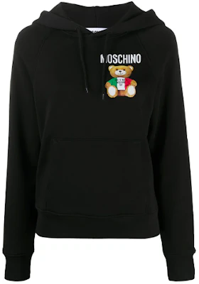 (Women) Moschino FW21 Black Hoodie with Cartoon Bear Print MAP211A1711-0527-1555 Buy (Women) Moschino FW21 Black Hoodie with Cartoon Bear Print MAP211A1711-0527-1555