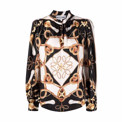 (Women) MOSCHINO FW22 Baroque Print Long Sleeve Shirt Multicolor J0202-5456-1555
